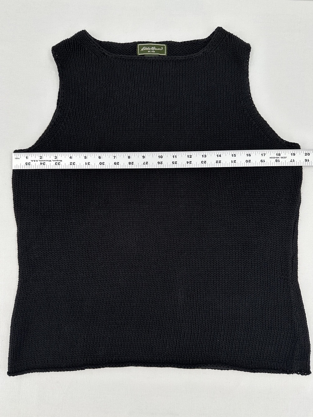 Vintage Eddie Bauer Black Linen Cotton Blend Sleeveless Knit Sweater Tank - Picture 10 of 10